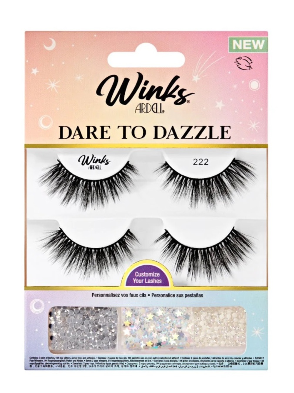 NEW Ardell Winks Dare to Dazzle False Eyelashes - 222 Lash Set, Gems & Pearls